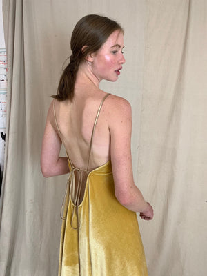 Anderst Isabel Velvet Halter Dress - Yellow