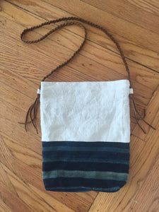 Mud cloth tote with braided strap